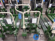 2,200 LB. BISHAMON MODEL LV100 HYDRAULIC SCISSOR TYPE SKID LIFT, NARROW FORKS