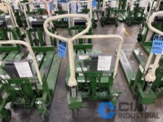 2,200 LB. BISHAMON MODEL LV100 HYDRAULIC SCISSOR TYPE SKID LIFT, NARROW FORKS