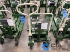 2,200 LB. BISHAMON MODEL LV100 HYDRAULIC SCISSOR TYPE SKID LIFT, NARROW FORKS