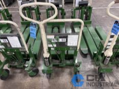 2,200 LB. BISHAMON MODEL LV100 HYDRAULIC SCISSOR TYPE SKID LIFT, NARROW FORKS