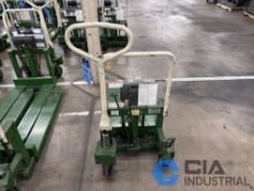2,200 LB. BISHAMON MODEL LV100 HYDRAULIC SCISSOR TYPE SKID LIFT, NARROW FORKS