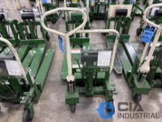 2,200 LB. BISHAMON MODEL LV100 HYDRAULIC SCISSOR TYPE SKID LIFT, NARROW FORKS