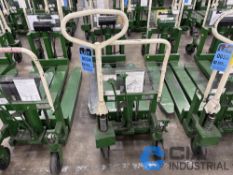 2,200 LB. BISHAMON MODEL LV100 HYDRAULIC SCISSOR TYPE SKID LIFT, NARROW FORKS