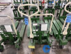 2,200 LB. BISHAMON MODEL LV100 HYDRAULIC SCISSOR TYPE SKID LIFT, NARROW FORKS