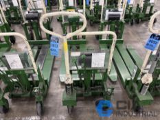2,200 LB. BISHAMON MODEL LV100 HYDRAULIC SCISSOR TYPE SKID LIFT, NARROW FORKS