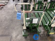 2,200 LB. BISHAMON MODEL LV100 HYDRAULIC SCISSOR TYPE SKID LIFT, NARROW FORKS