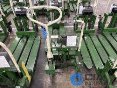 2,200 LB. BISHAMON MODEL LV100 HYDRAULIC SCISSOR TYPE SKID LIFT, NARROW FORKS