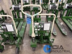 2,200 LB. BISHAMON MODEL LV100 HYDRAULIC SCISSOR TYPE SKID LIFT, NARROW FORKS