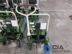 2,200 LB. BISHAMON MODEL LV100 HYDRAULIC SCISSOR TYPE SKID LIFT, NARROW FORKS