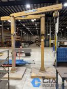 250 LB. X 10' COLUMN X 8' ARM CONTRX SKID MOUNTED JIB CRANE WITH 300 LB. FIVE OCEANS ELECTRIC