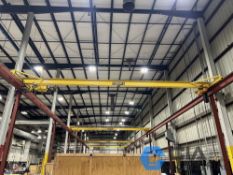 38' (APPROX.) X 2 TON STEWART SINGLE GIRDER TOP RIDING BRIDGE CRANE WITH 2 TON HARRINGTON ELECTRIC