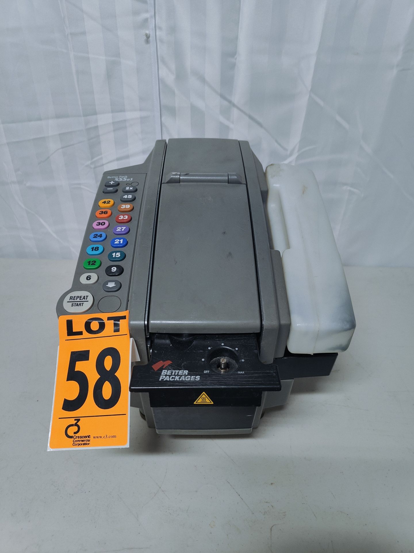 Better Packages Mod. 555eS Electronic Tape Dispenser Holds up to 1,000 ft rolls