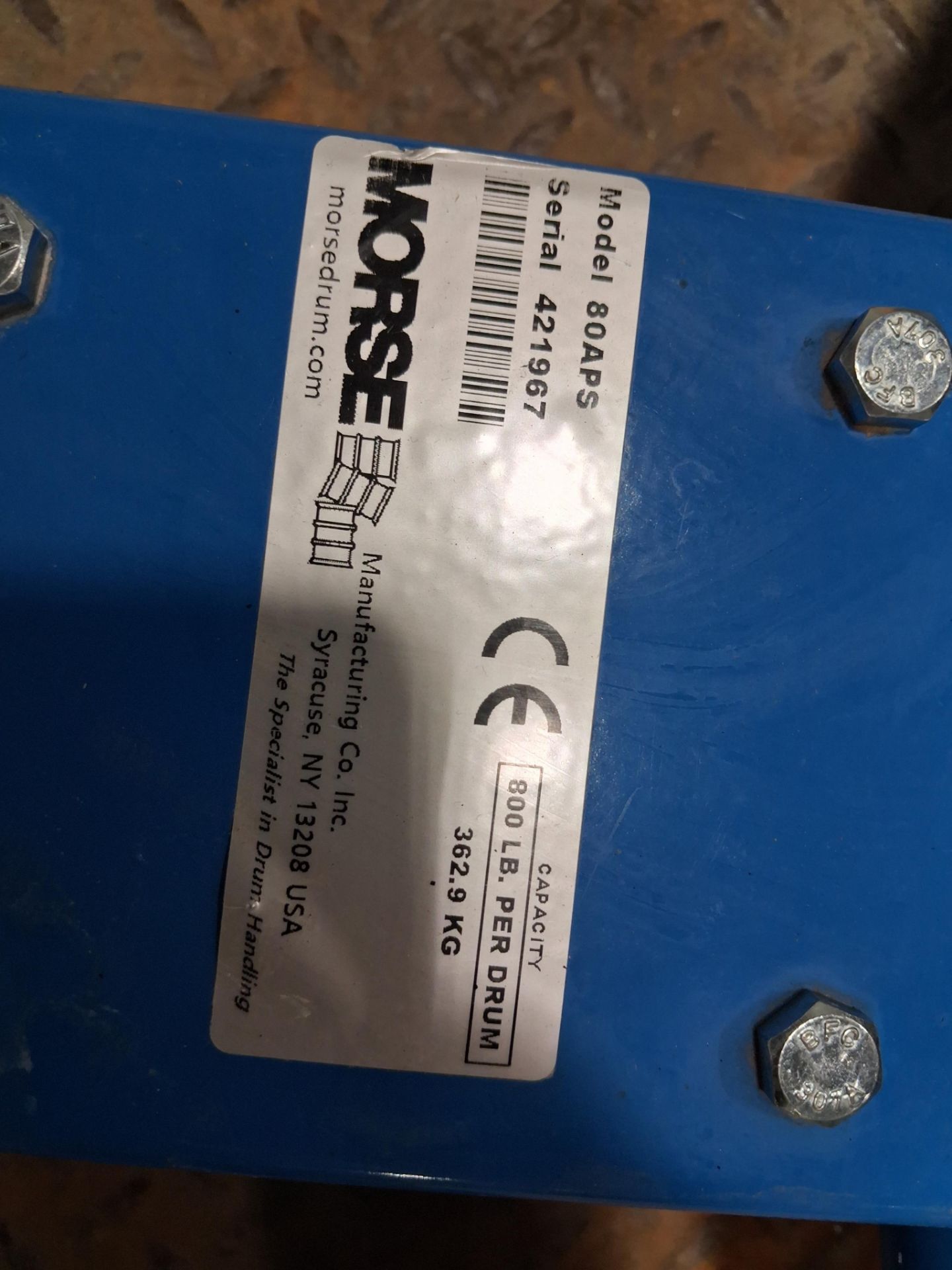 Morse Mod. 80APS Drum Handler Serial 421967 Cap. 600 lb - Image 4 of 4