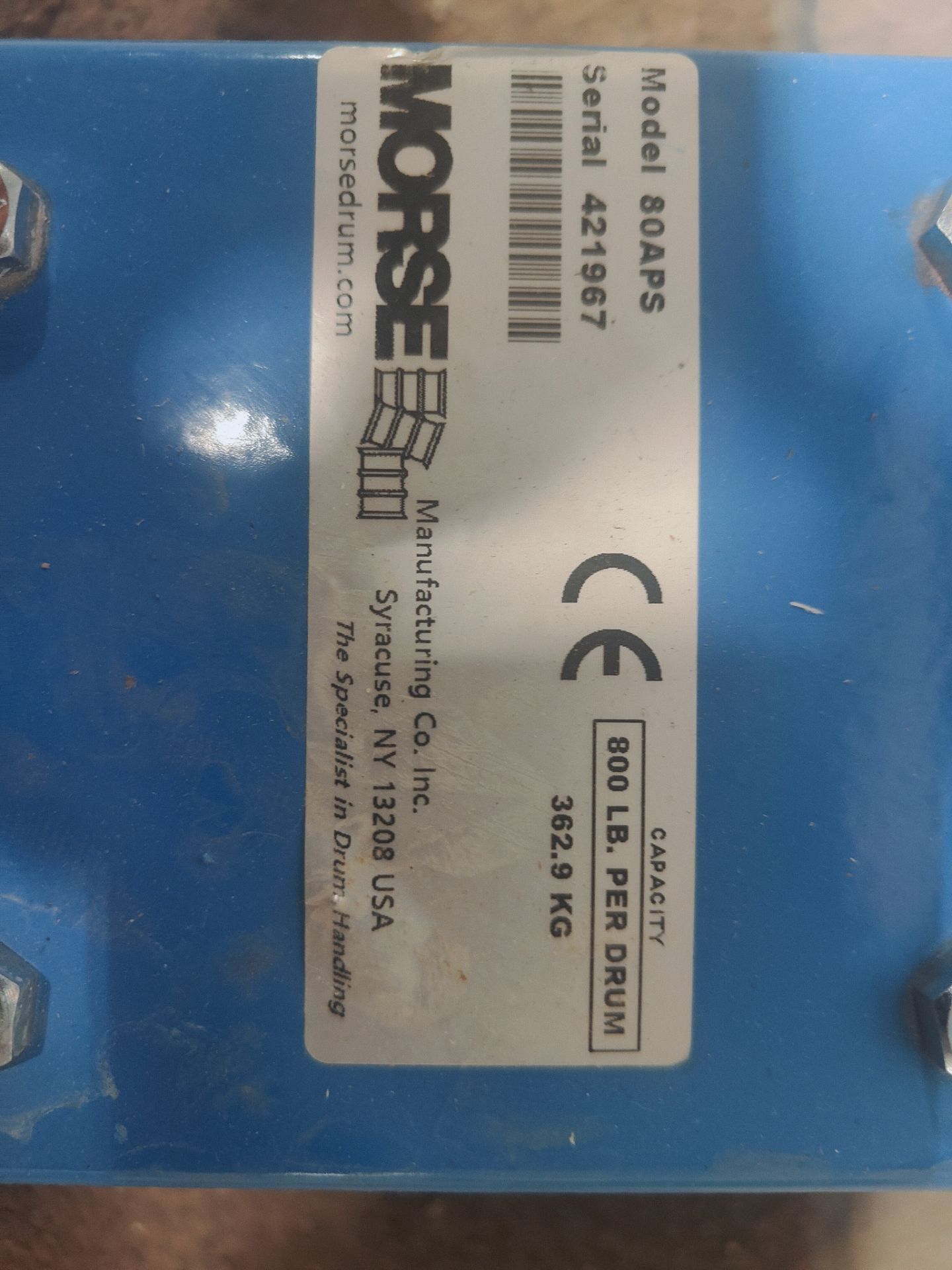 Morse Mod. 80APS Drum Handler Serial 421967 Cap. 600 lb - Image 3 of 7