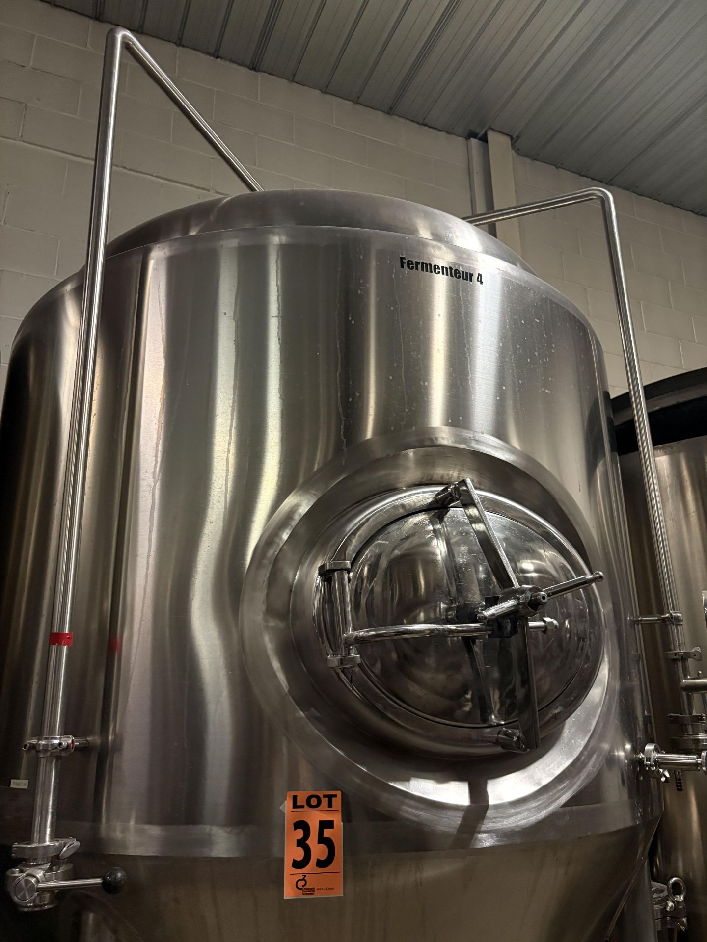 2,000 Litre HGMC Double Jacketed, Cone-Bottom Ferm. Tank, SS 304 (2016) - Image 5 of 6