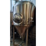 2,000 Litre Double Jacketed HGMC Cone-Bottom Fermentation Tank, CIP, Manway, SS 304 (yr. 2016)