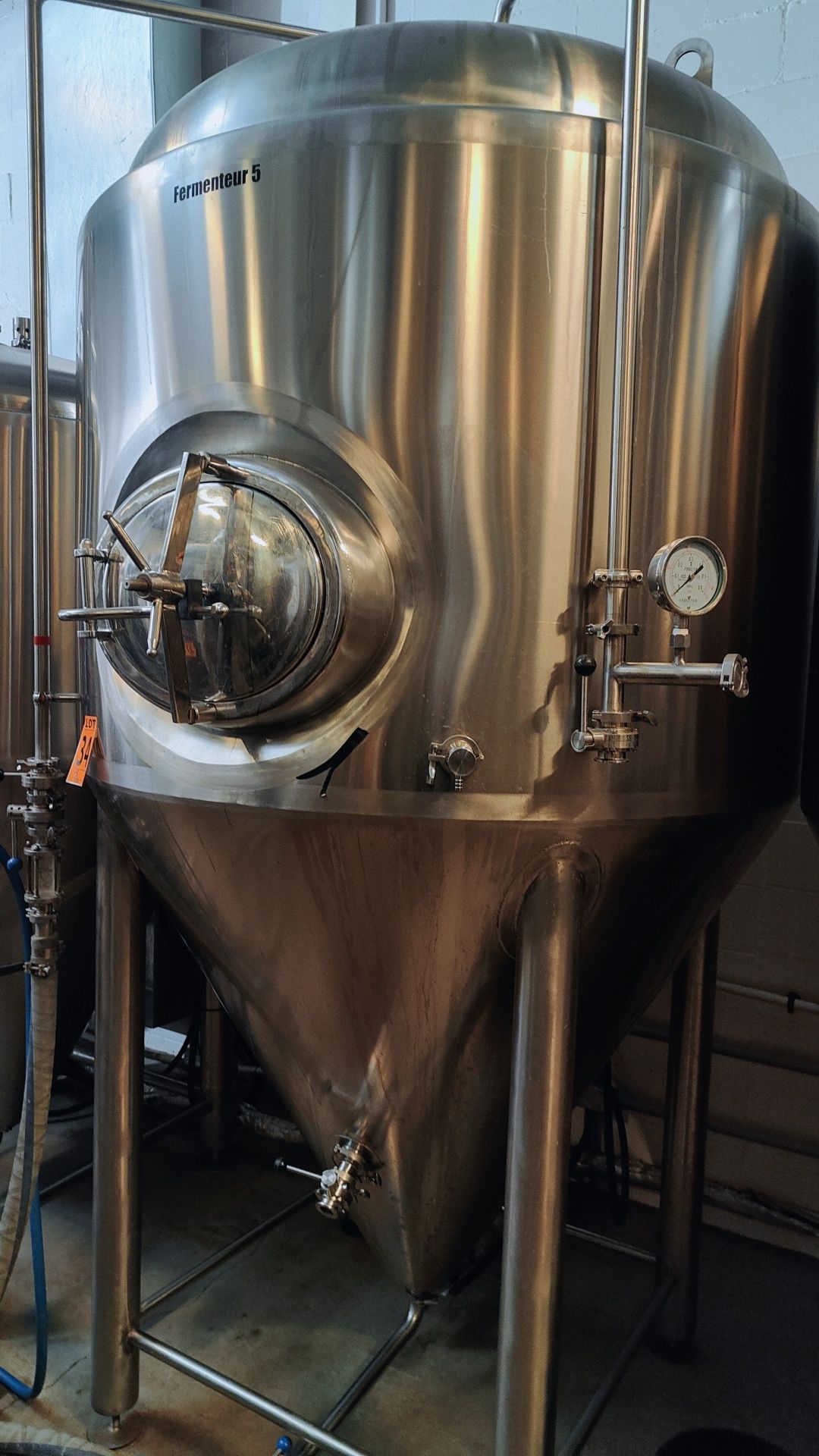 2,000 Litre Double Jacketed HGMC Cone-Bottom Fermentation Tank, CIP, Manway, SS 304 (yr. 2016)