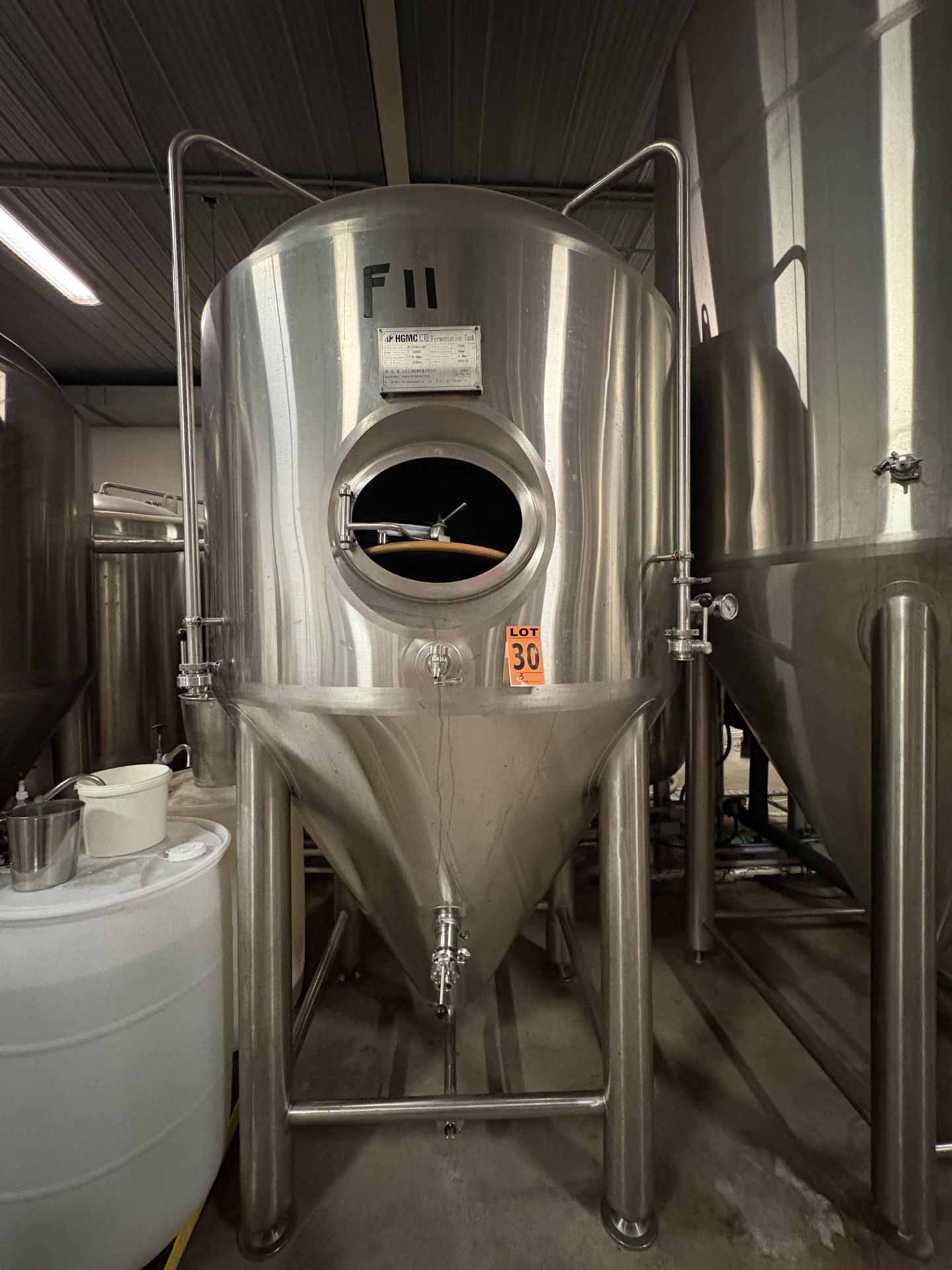 2023 HGMC 2,000 Litre SS304L Cone-Bottom, Double Jacketed Fermentation Tank