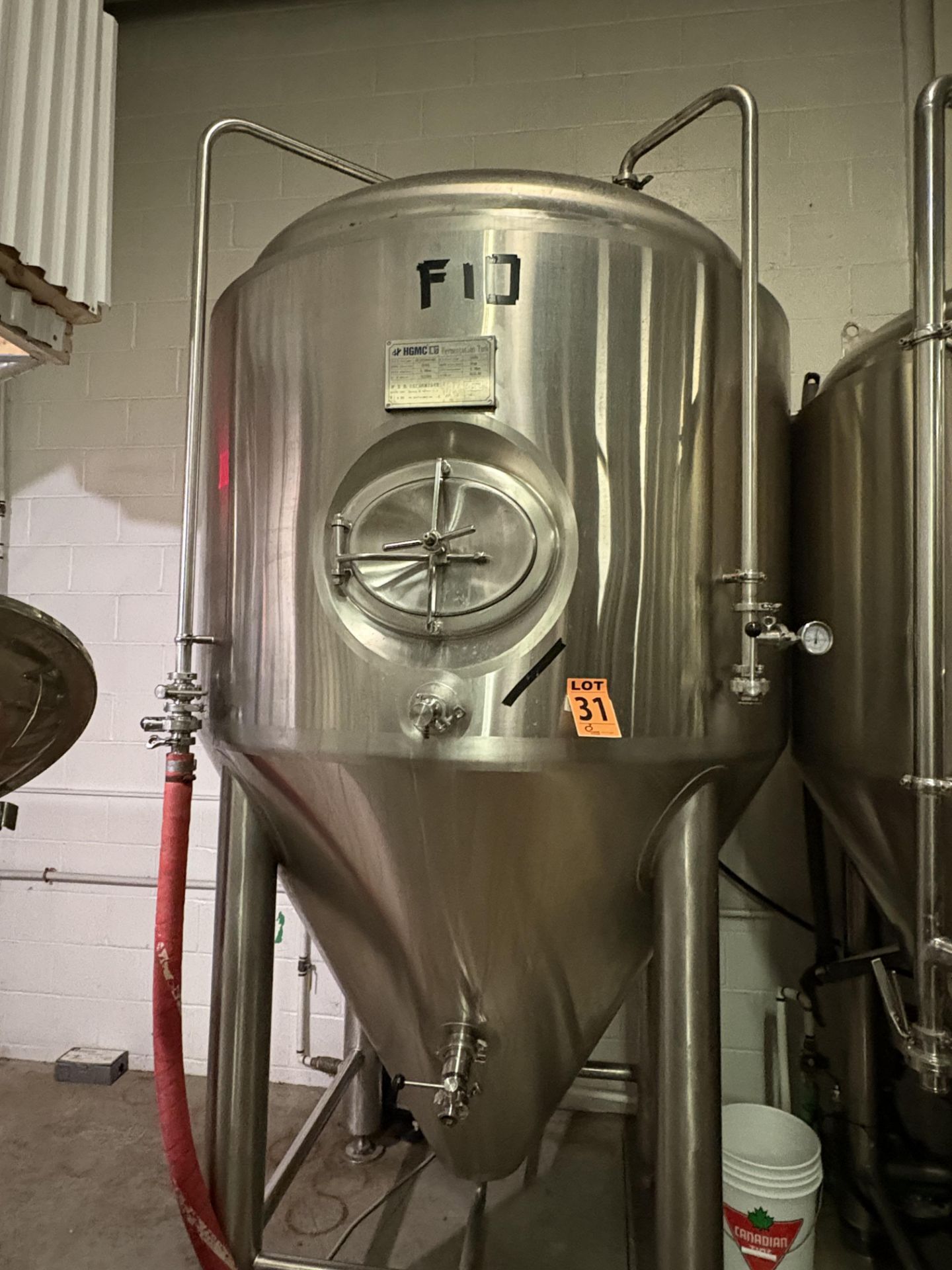 2023 HGMC 2,000 Litre SS304L Cone-Bottom, Double Jacketed Fermentation Tank - Image 6 of 6