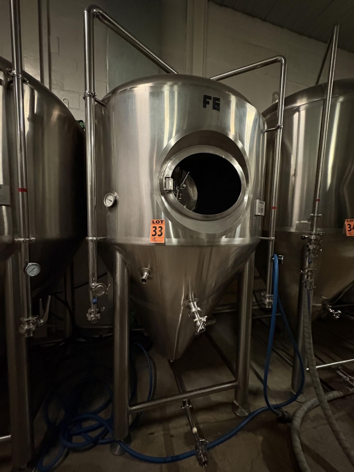 1750 Litre GW KENT SS Double Jacketed, Cone-Bottom Fermentation Tank (2006) - Image 7 of 8
