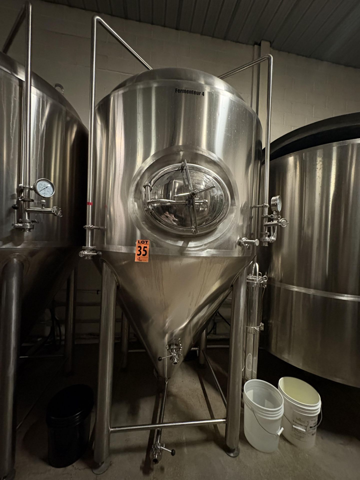2,000 Litre HGMC Double Jacketed, Cone-Bottom Ferm. Tank, SS 304 (2016) - Image 2 of 6