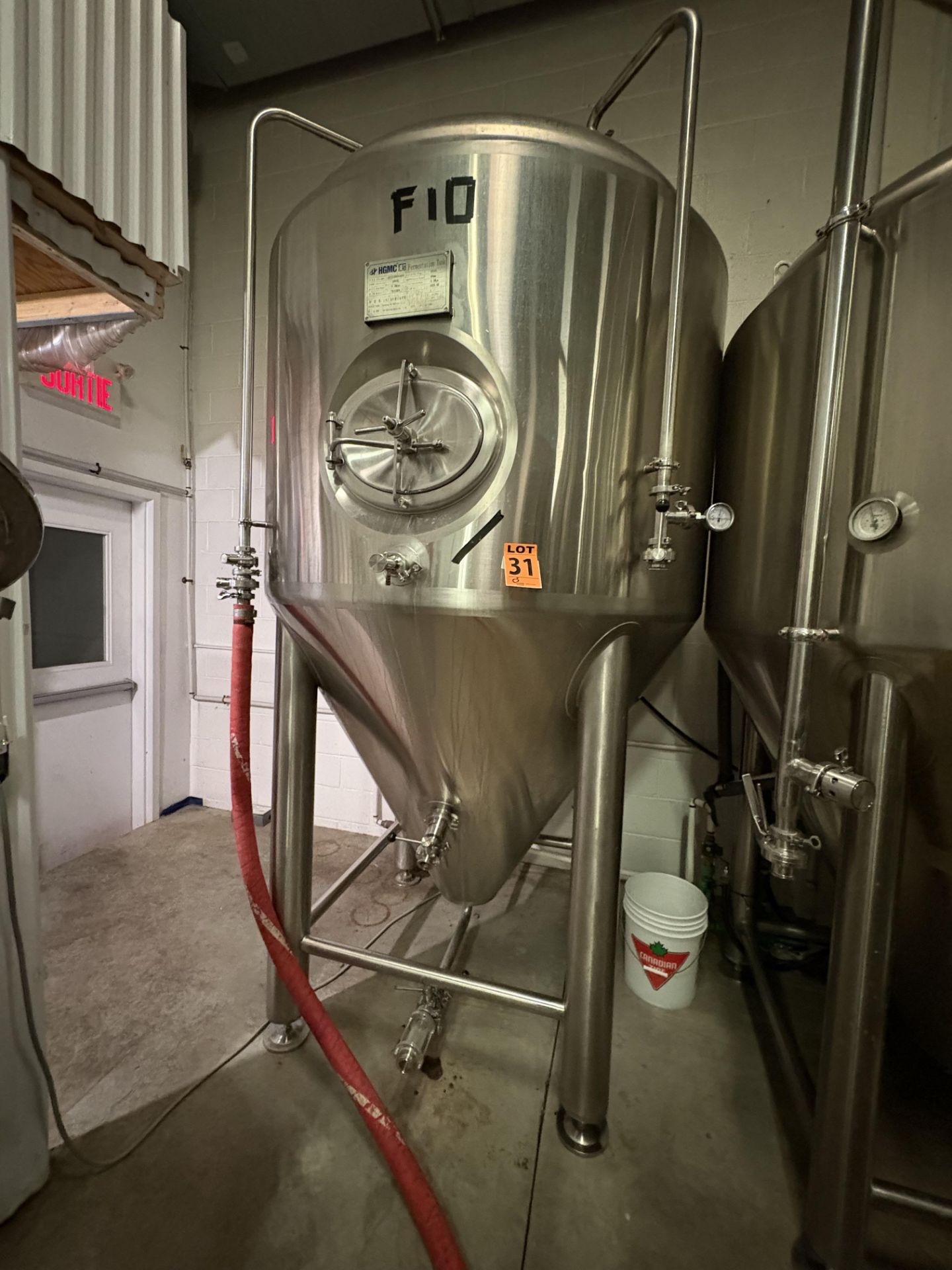2023 HGMC 2,000 Litre SS304L Cone-Bottom, Double Jacketed Fermentation Tank - Image 2 of 6