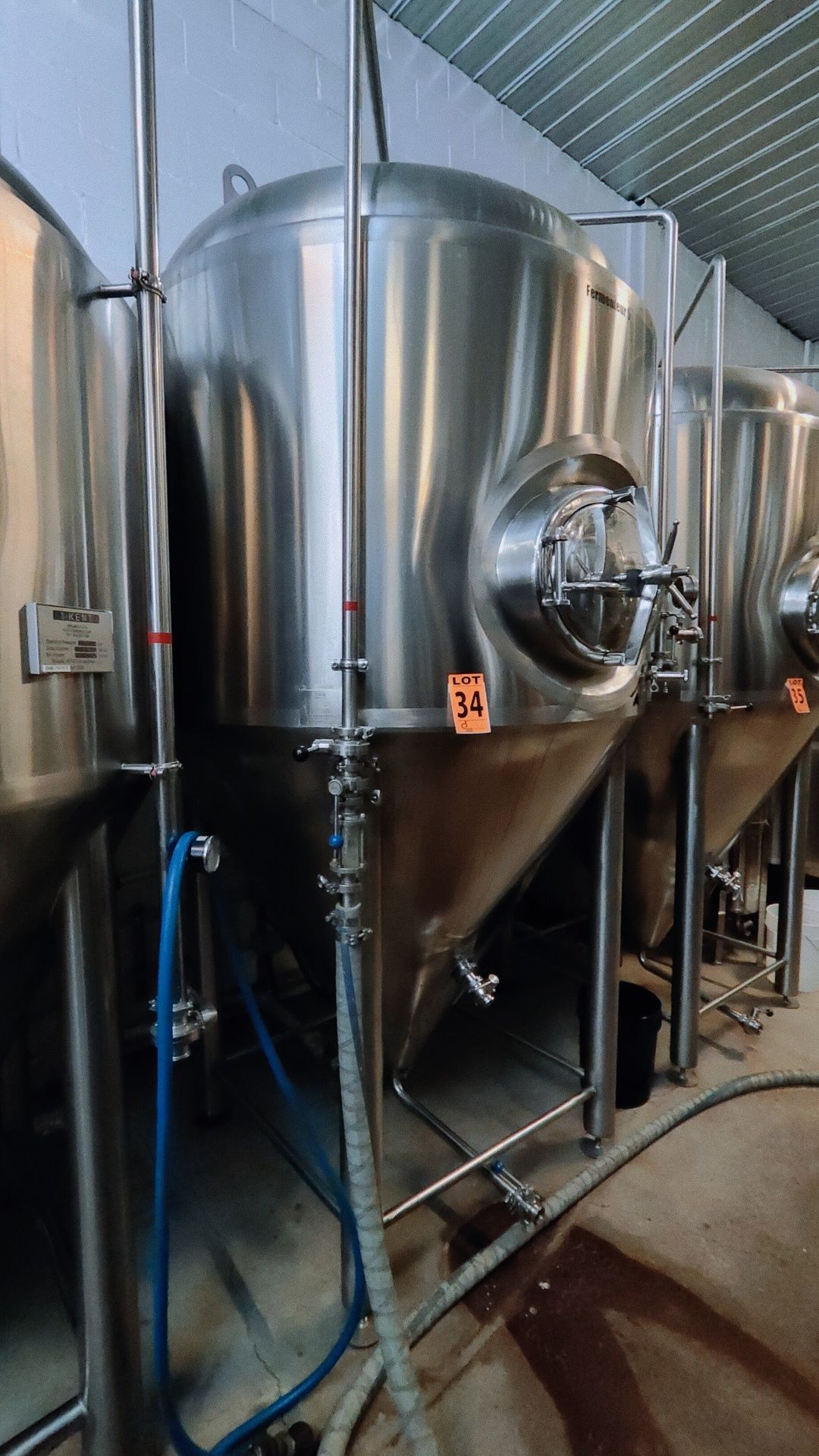 2,000 Litre Double Jacketed HGMC Cone-Bottom Fermentation Tank, CIP, Manway, SS 304 (yr. 2016) - Image 10 of 10