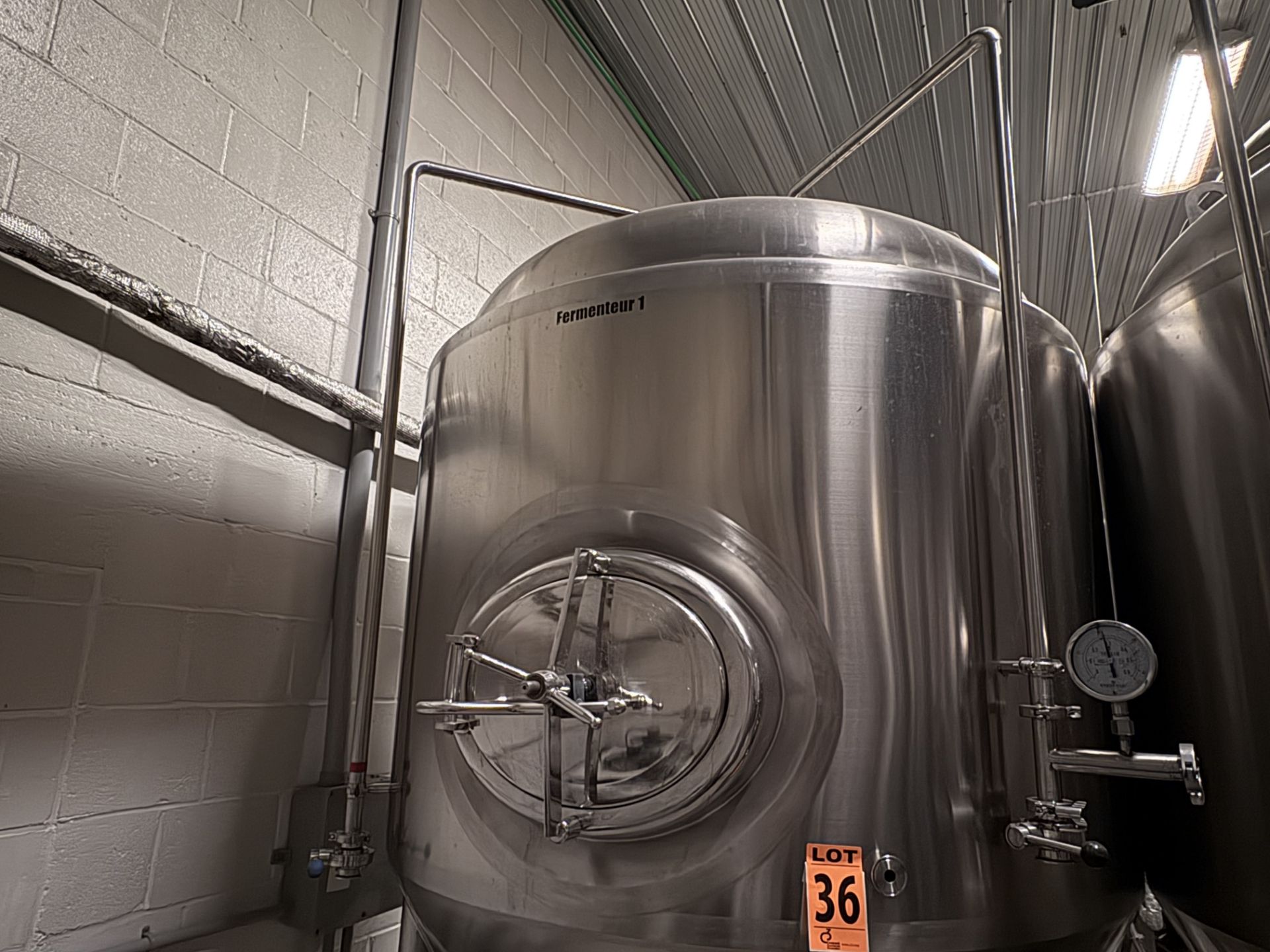 2,000 Litre HGMC Double Jacketed, Cone-Bottom Ferm. Tank, SS 304 (2016) - Image 3 of 7
