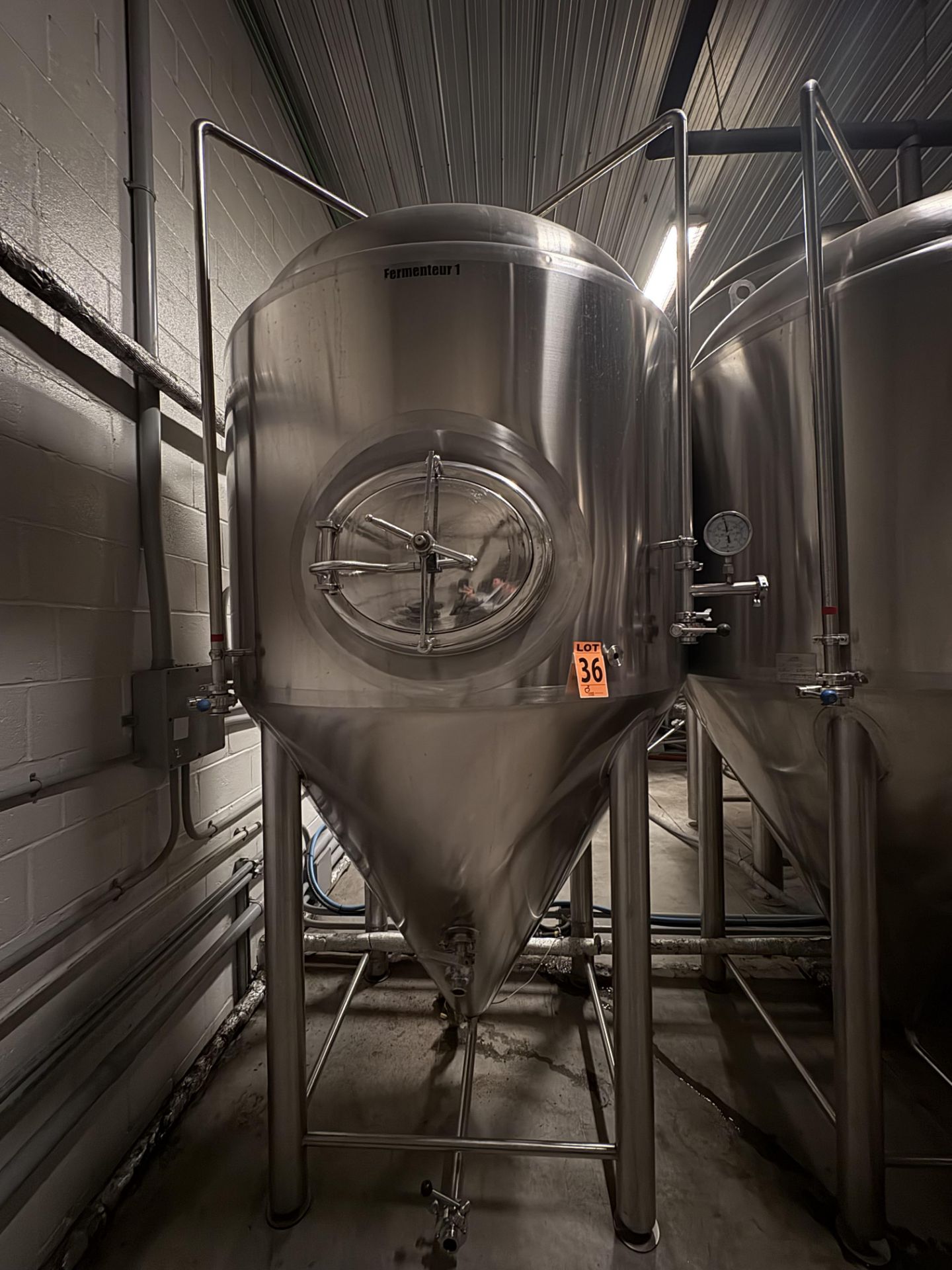 2,000 Litre HGMC Double Jacketed, Cone-Bottom Ferm. Tank, SS 304 (2016) - Image 2 of 7
