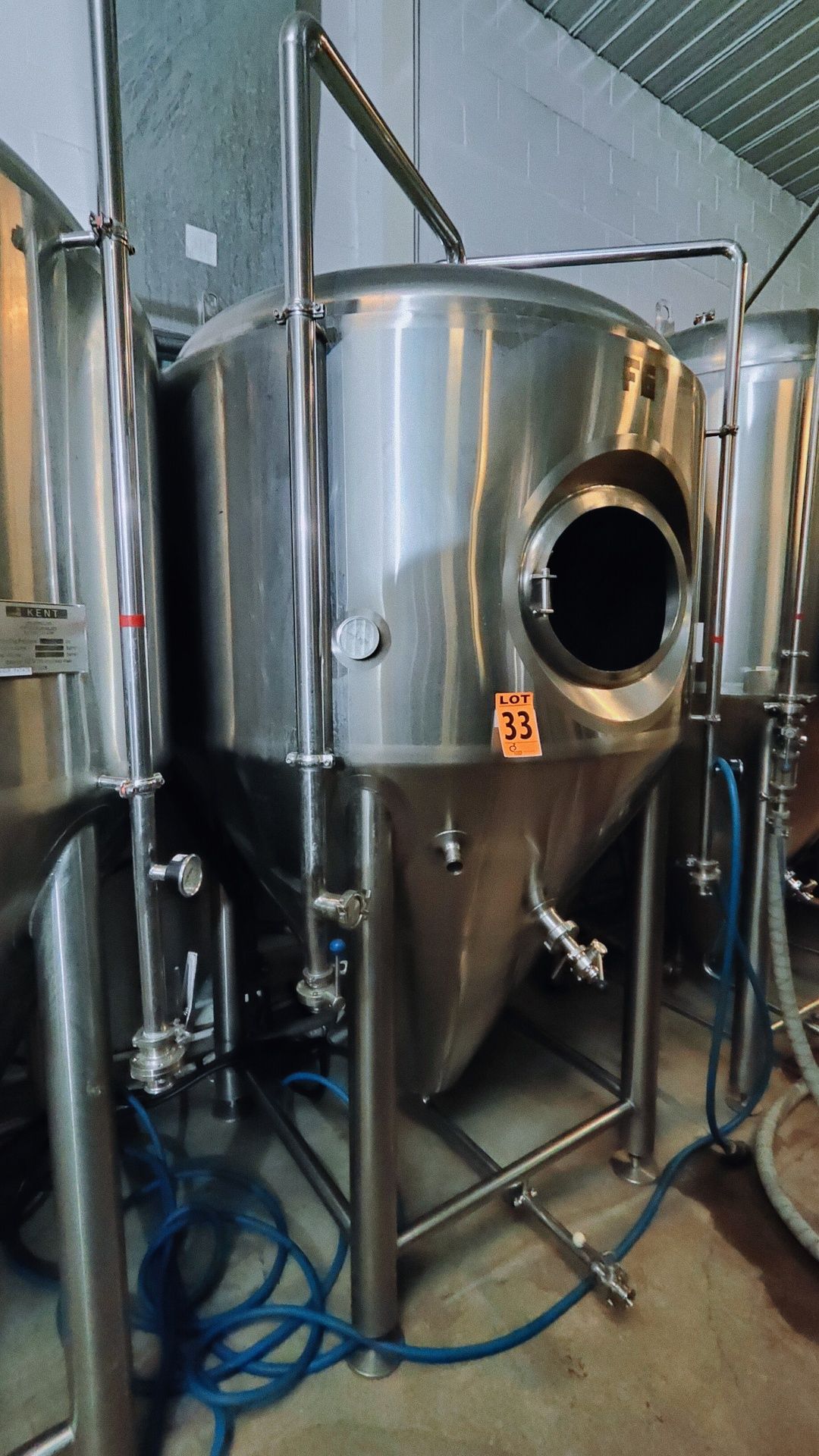 1750 Litre GW KENT SS Double Jacketed, Cone-Bottom Fermentation Tank (2006)