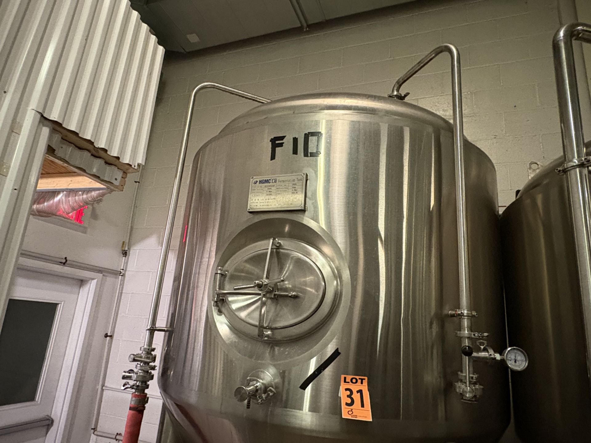 2023 HGMC 2,000 Litre SS304L Cone-Bottom, Double Jacketed Fermentation Tank - Image 5 of 6