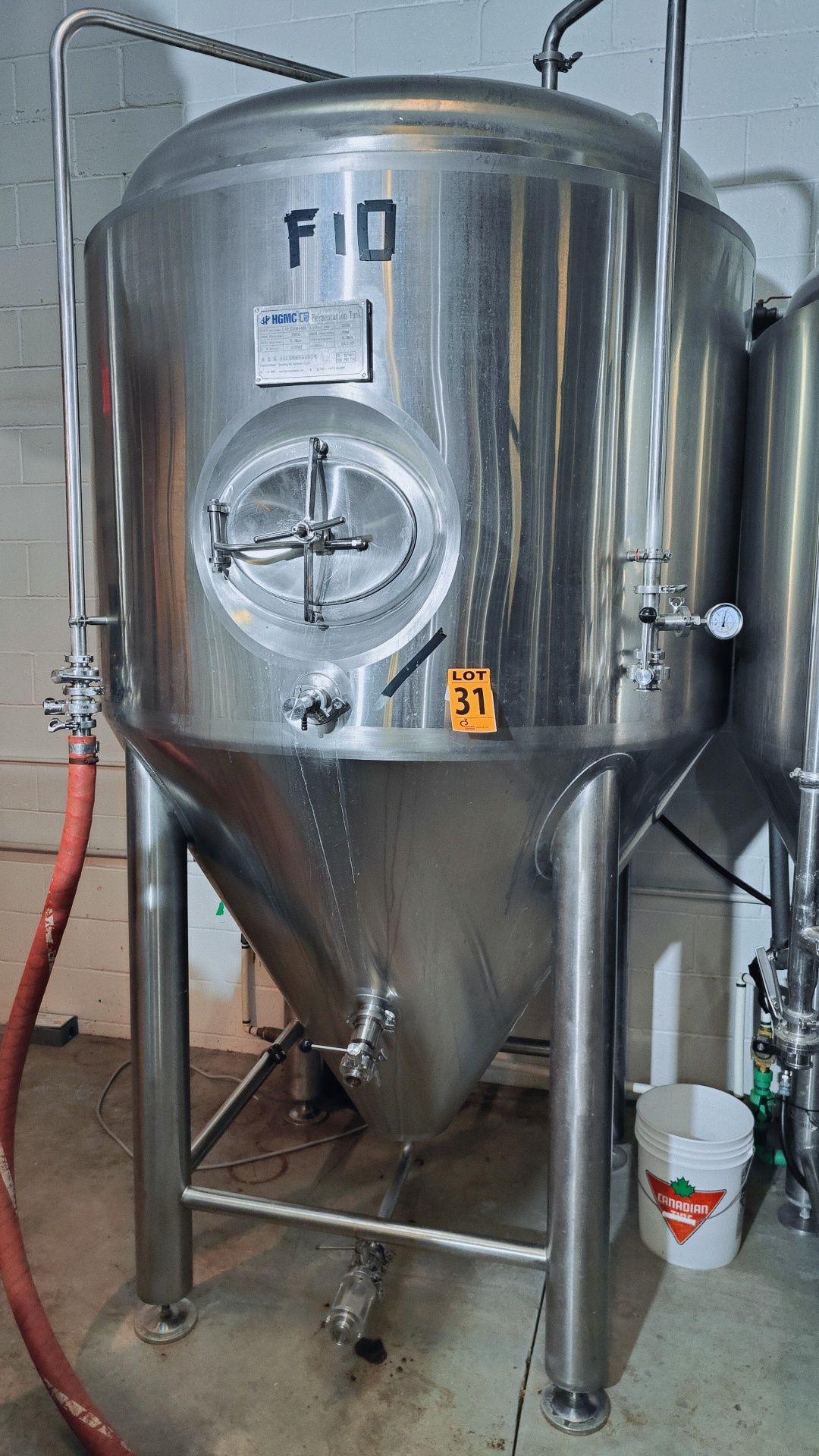 2023 HGMC 2,000 Litre SS304L Cone-Bottom, Double Jacketed Fermentation Tank