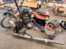 LOT OF 4 SHOP VAC AND 1 LEAF BLOWER