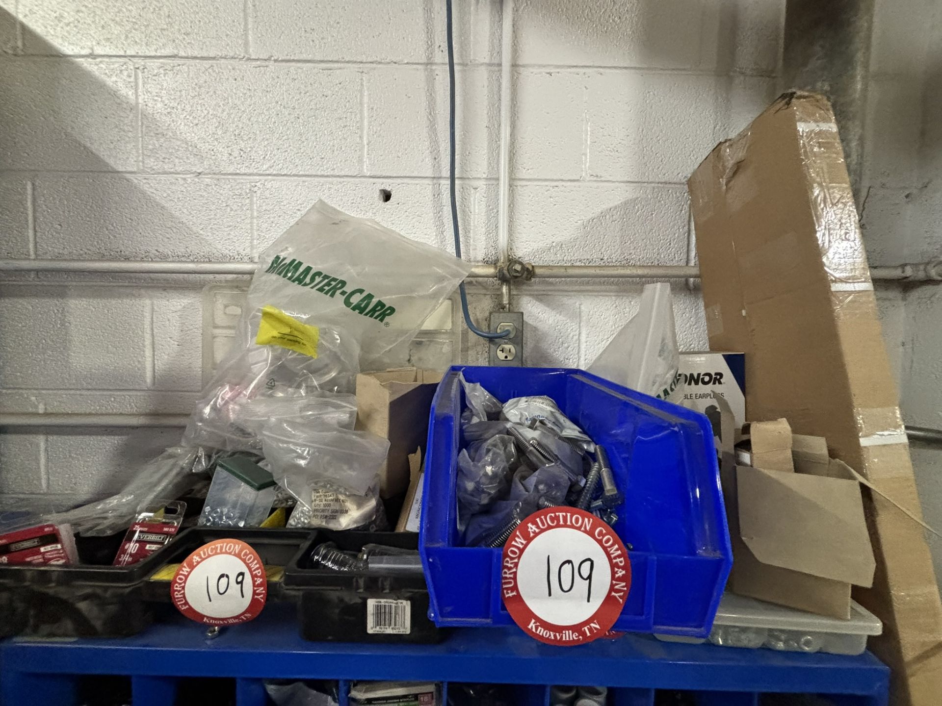Assorted Contents on top of Cabinets - Nuts, Bolts, Staples, Conduit, Outlet Bodies, Drill Bits, - Image 5 of 6