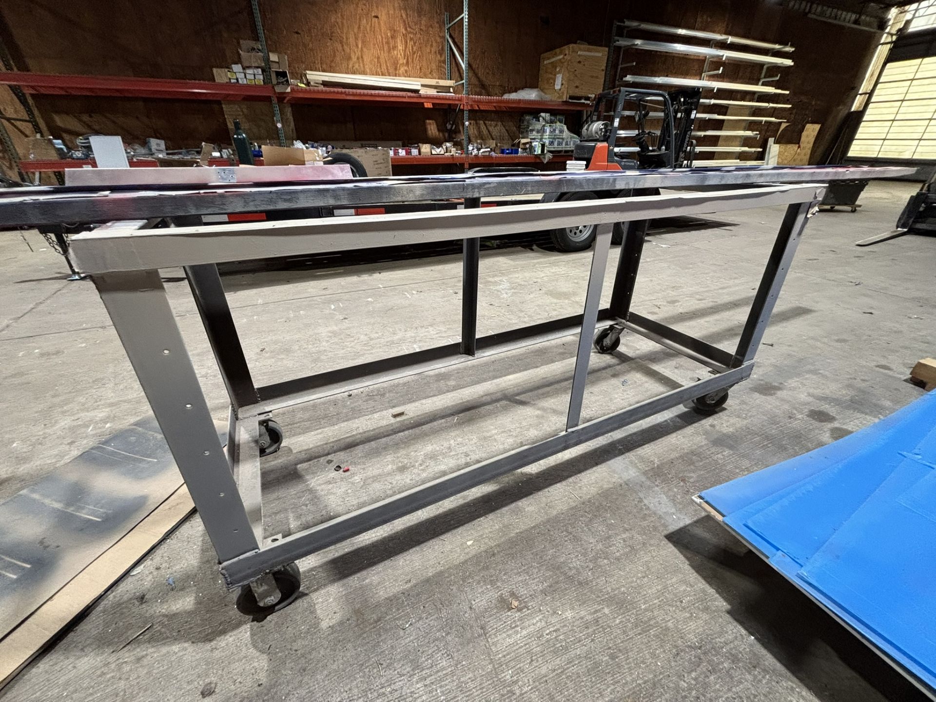 Custom Built Steel Shop Table Frame on Heavy Duty Casters - Image 2 of 2