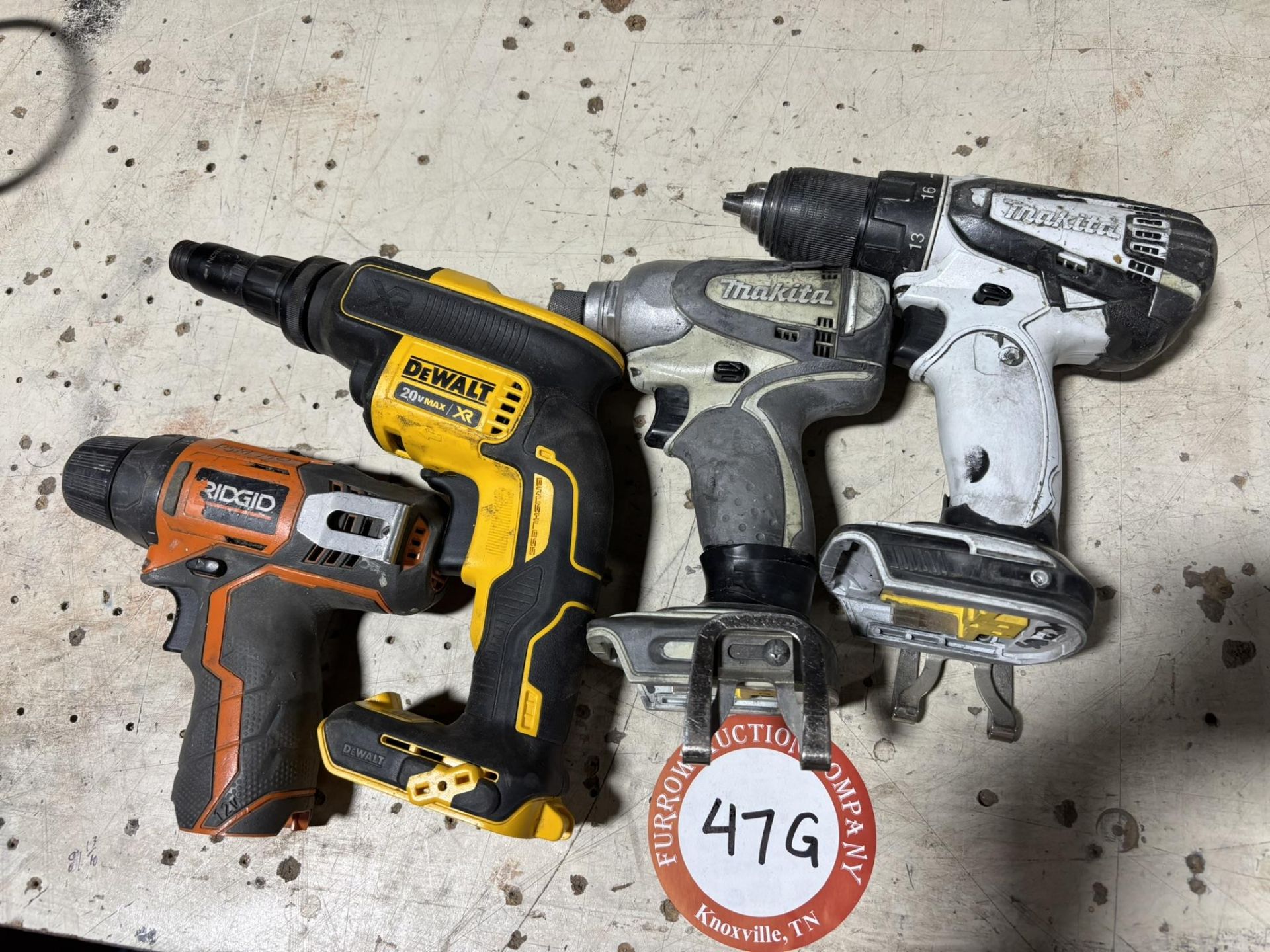 Assortment of (4) Cordless Drills - (2) Makita, (1) Dewalt, (1) Rigid (No Batteries or Chargers)
