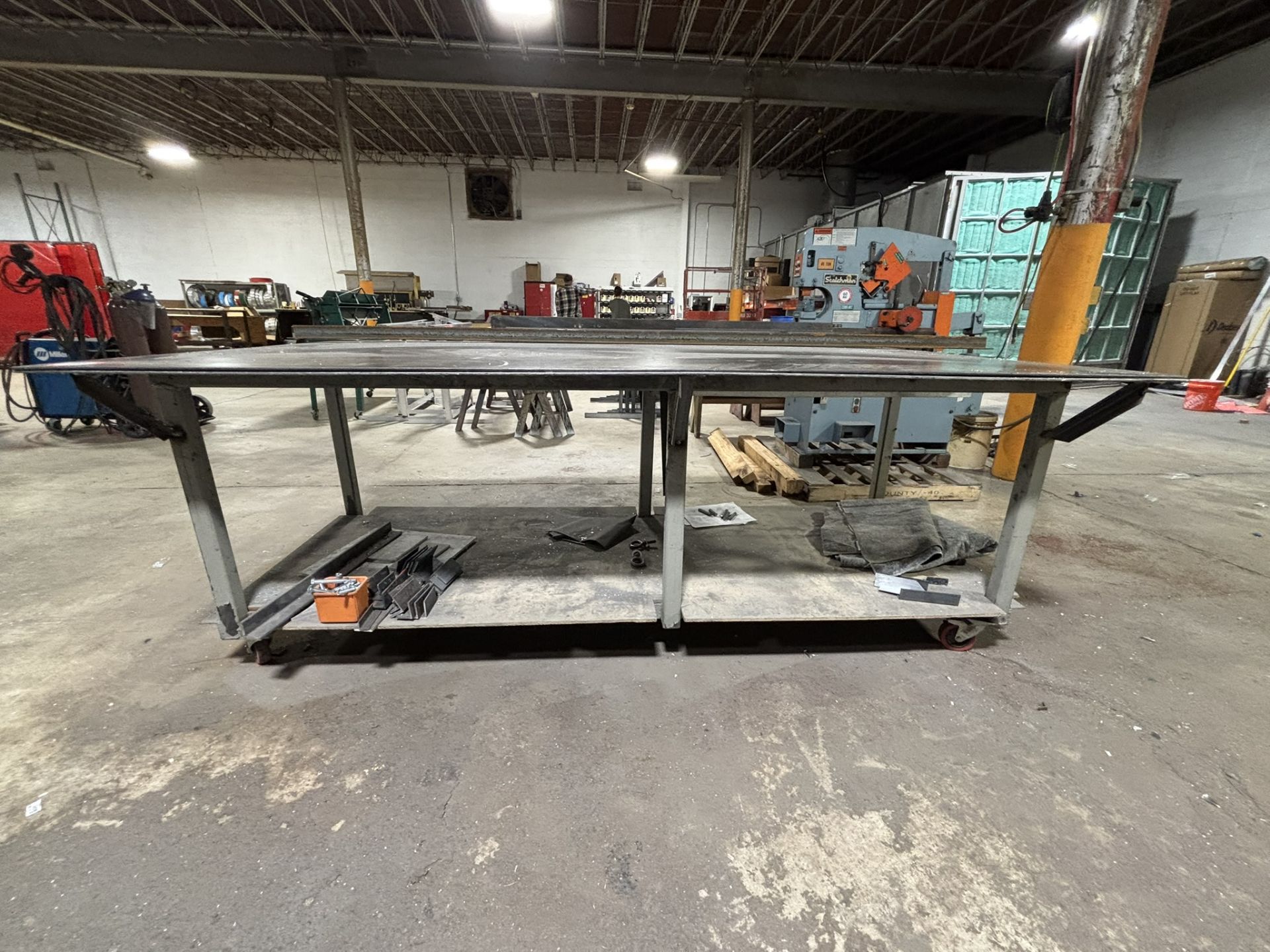 Metal Shop Table on Casters (96" L x 50" W x 35" T)