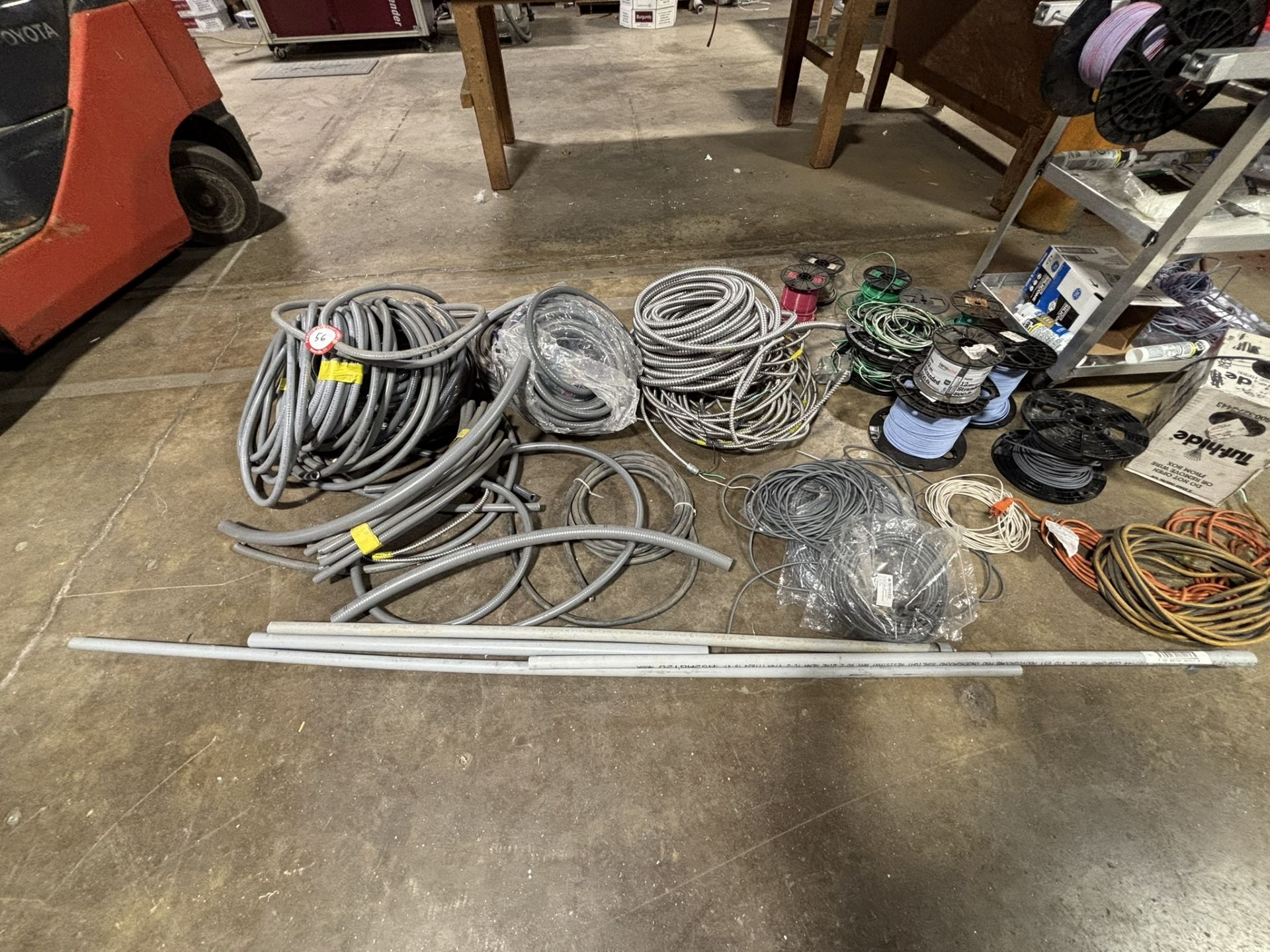 Metal Shop Cart on Casters includes Assorted Lengths of Waterproof Plastic Conduit