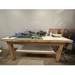 Wooden Shop Table with 1 Shelf (7' L x 3' D x 3" H)