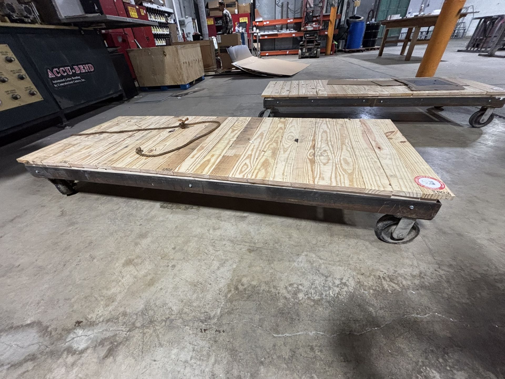 Industrial Custom Built Metal/Wood Dolly (81" L x 30" W x 13" H)