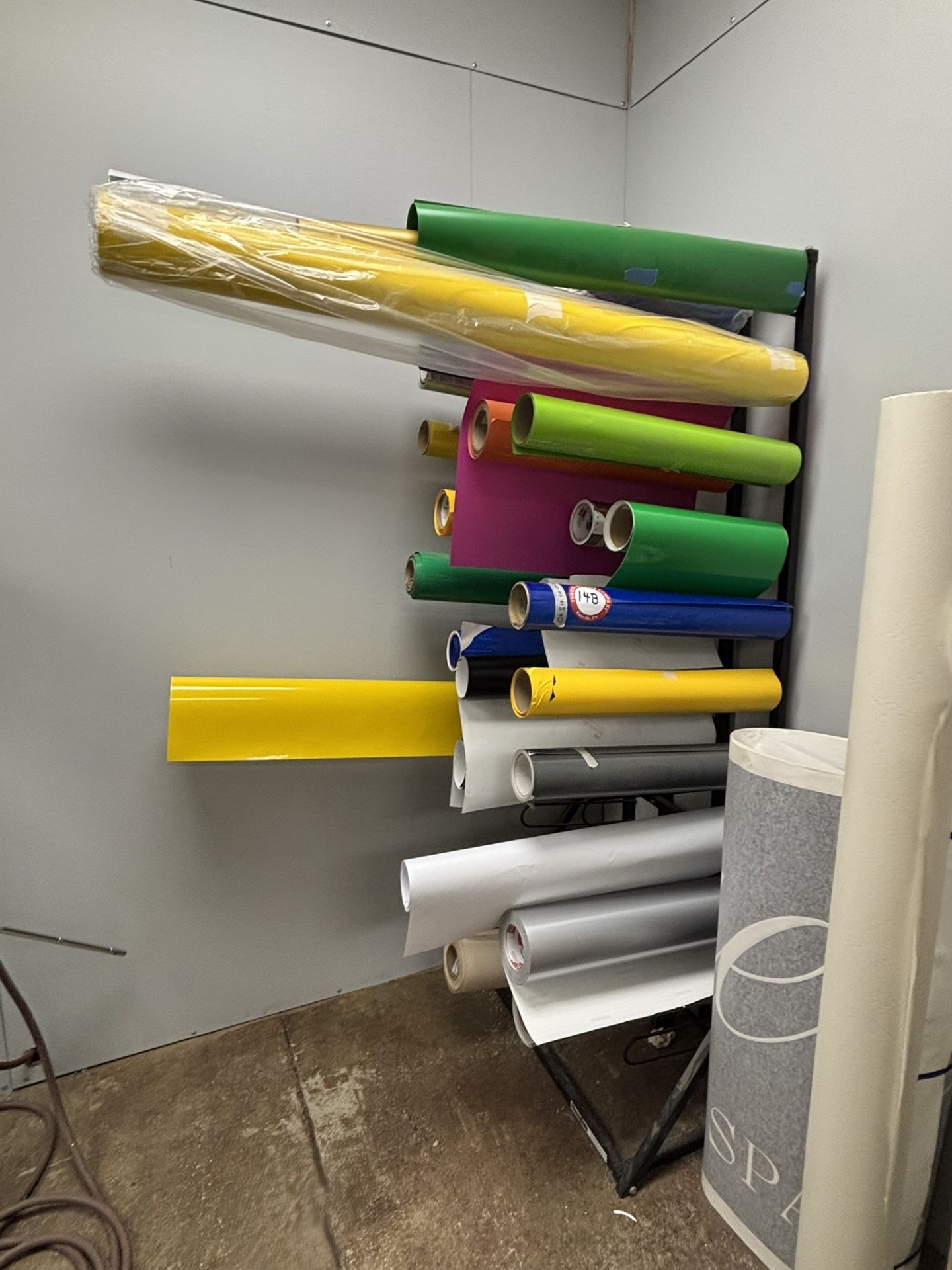 Approximately 38 Partial Rolls of Vinyl, Assorted Sizes, Assorted Colors, Plus Rolled Vinyl - Image 2 of 3