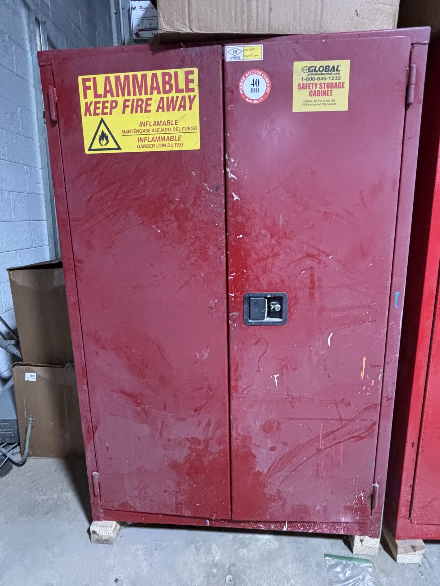 Global Industrial Locking Flammable Liquid Metal Storage Cabinet - 72 Gallon Capacity (44" W x 19" D