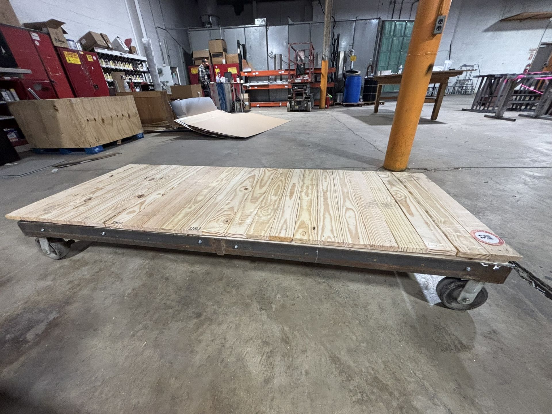 Industrial Custom Built Metal/Wood Dolly (81" L x 30" W x 13" H)