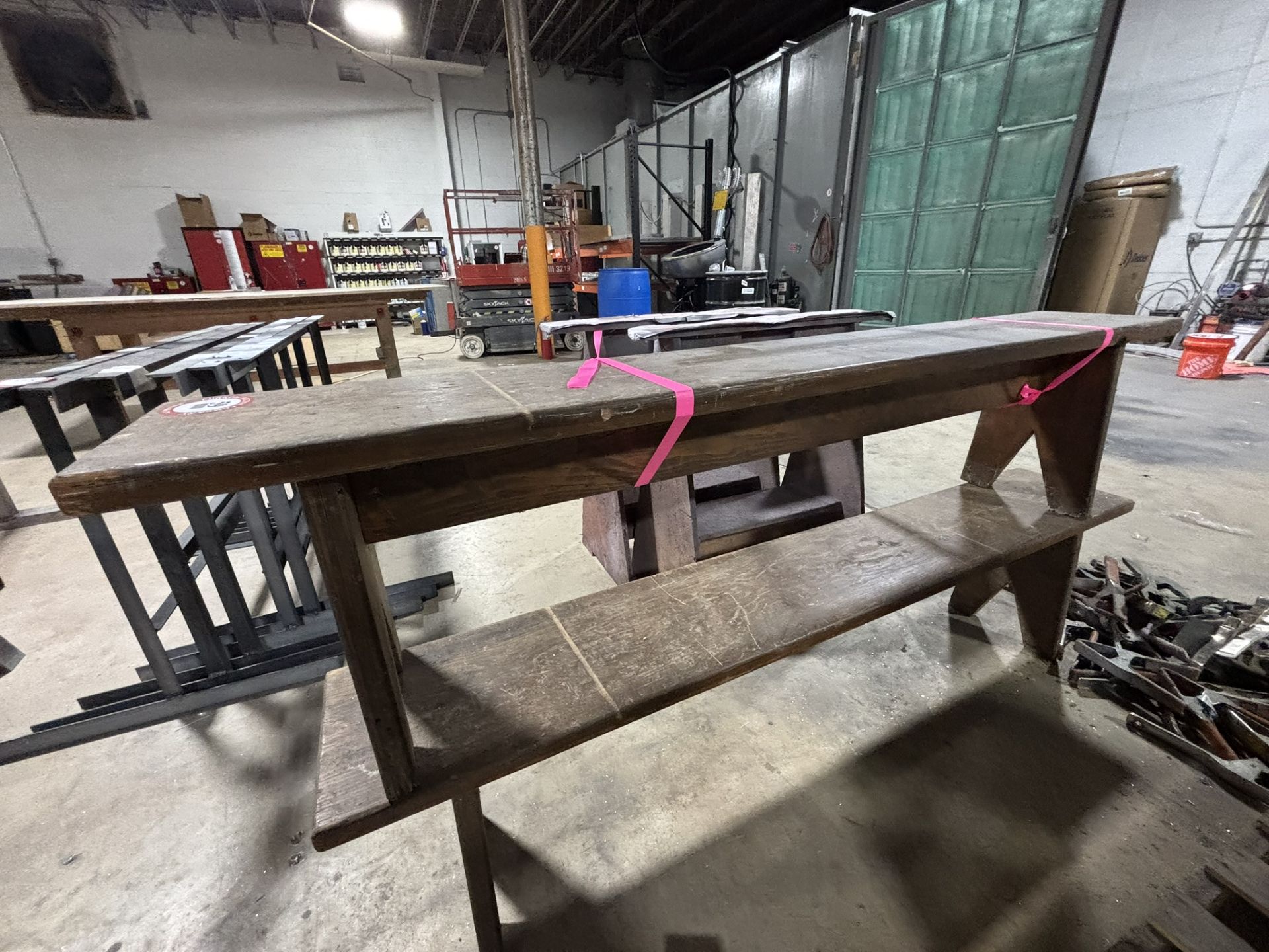 (2) Wooden Benches (74" L x 11" W x 18" H) + (2) Wooden Paint Horses