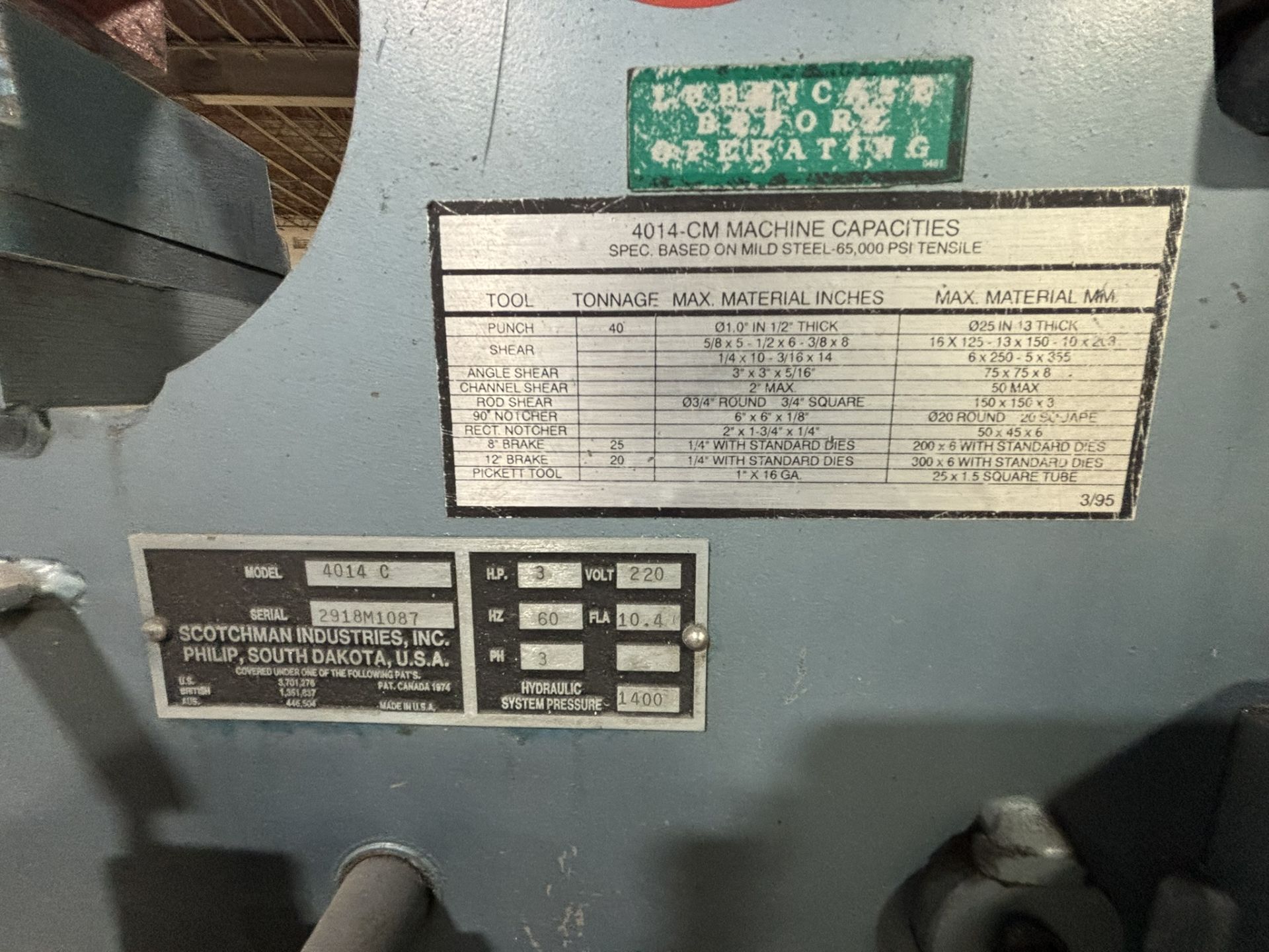 Scotchman 40-Ton Iron Worker Model 4041C S/N 2918M1087 - Image 4 of 4