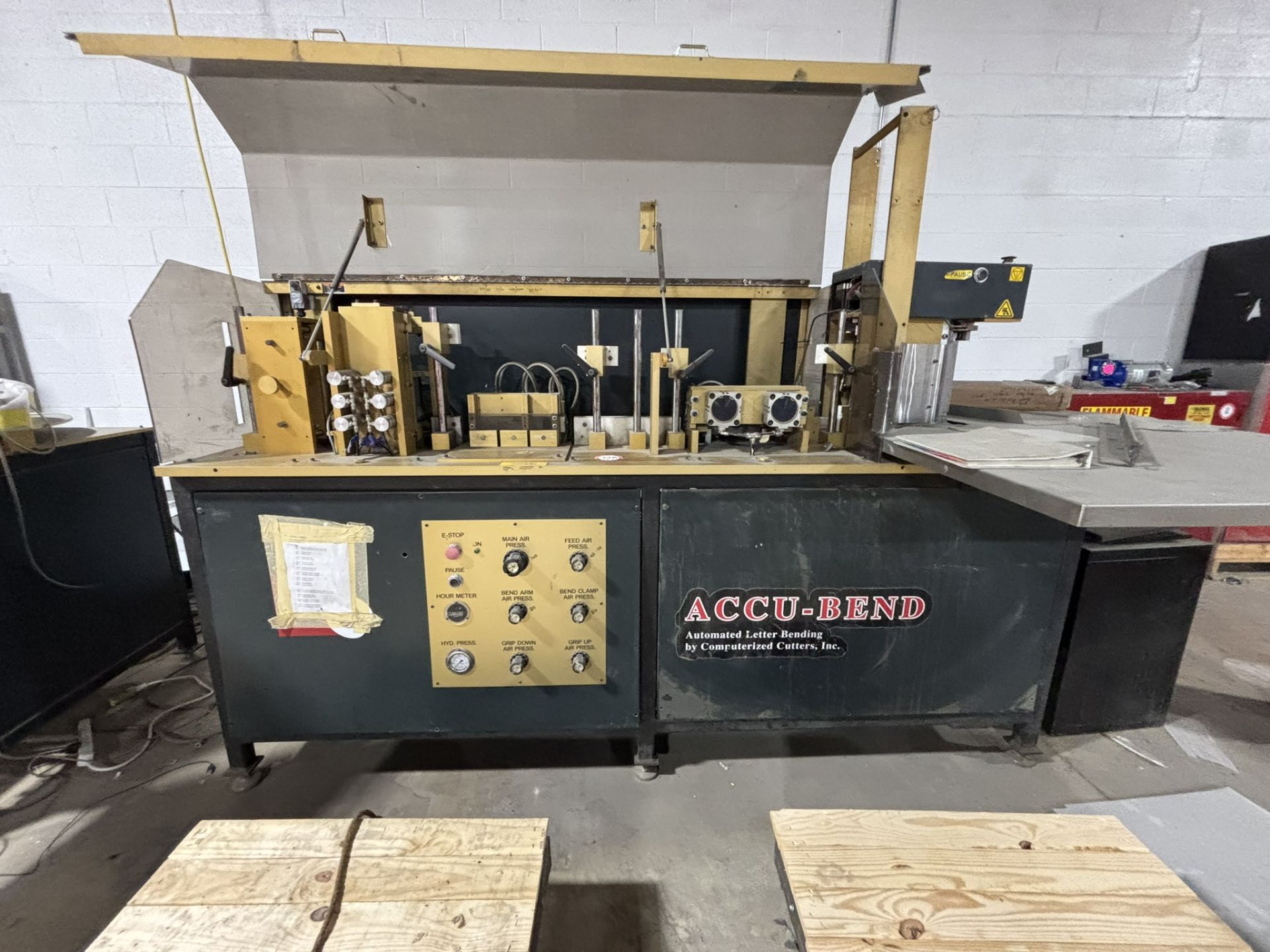 AccuBend Channel Letter Bend Model 410, S/N 0107-630-050L Mfg. 2019, includes spare parts
