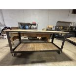 Custom Built Wooden Shop Table (8ftLx33inDx32inH + Custom Built Metal and Wooden Table on Casters