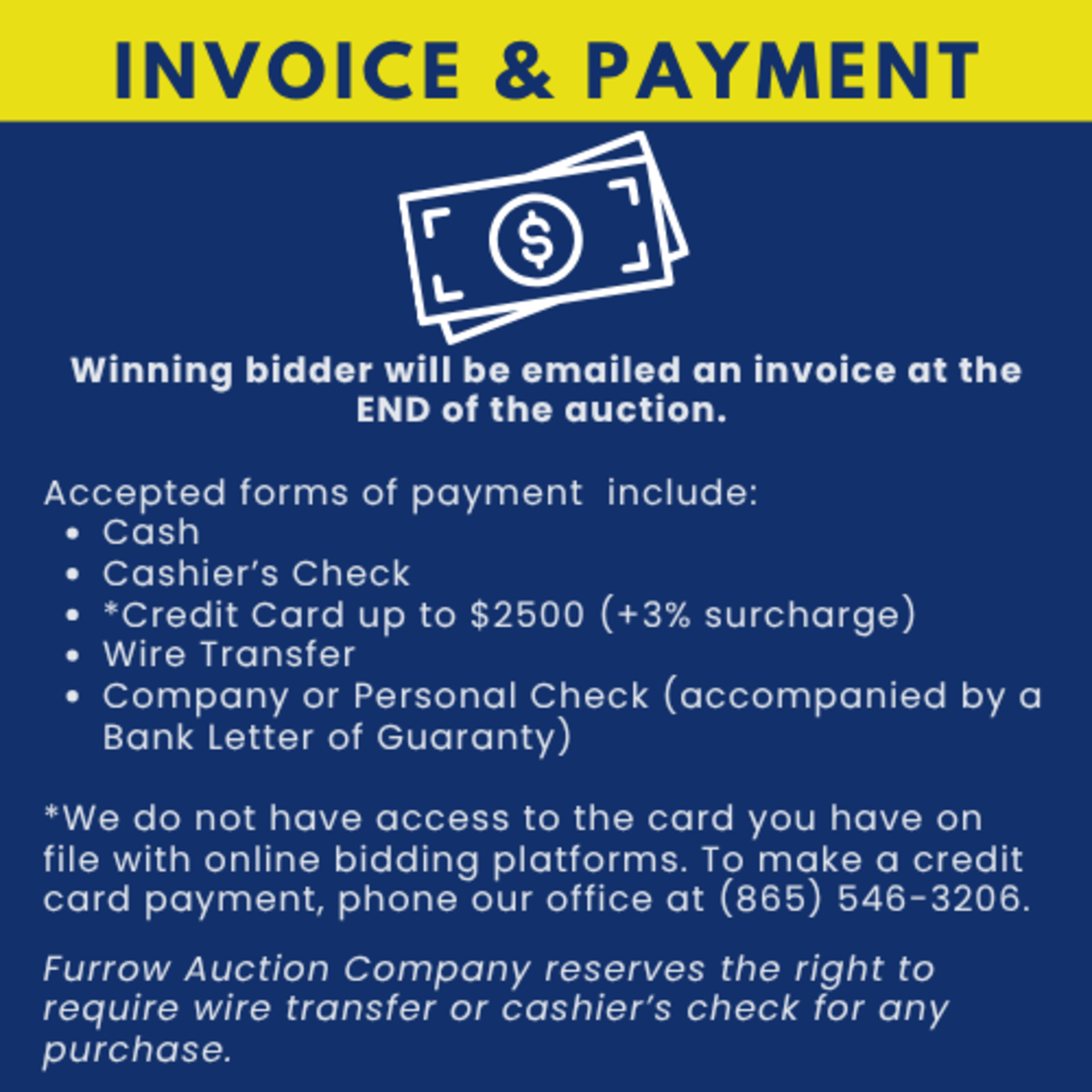 PAYMENT DUE BY JUNE 8, 1PM