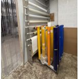 Approximately 28 Partial Rolls of 4' Vinyl, Assorted Colors, Plus Rolled Vinyl Storage Rack and
