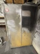 Contents of Paint Booth - 2 Door Metal Cabinet + Contents, Solvents, Adhesives, Product Hangers,